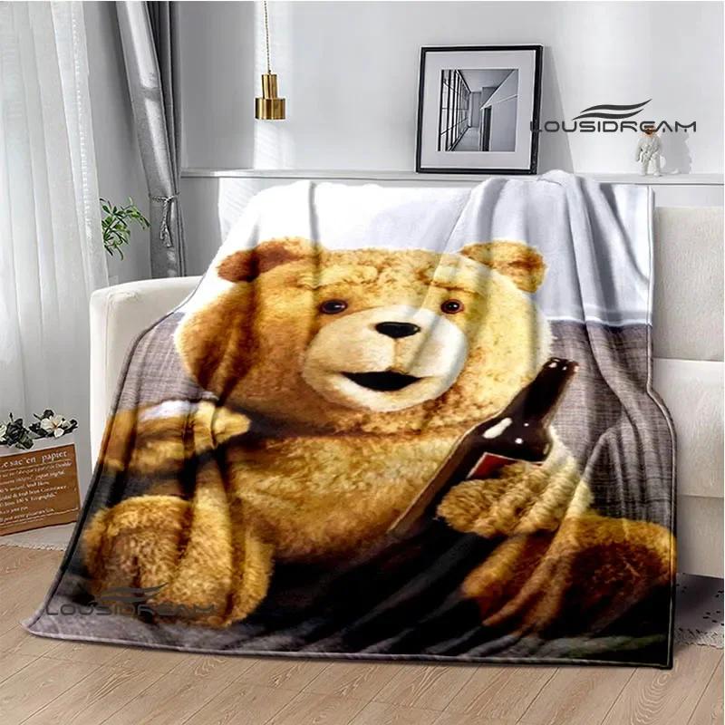 Cartoon Teddy bear Ted Printed blankets Warm Flannel blankets Soft and comfortable blanket bed linings Birthday Gift 75X95CM