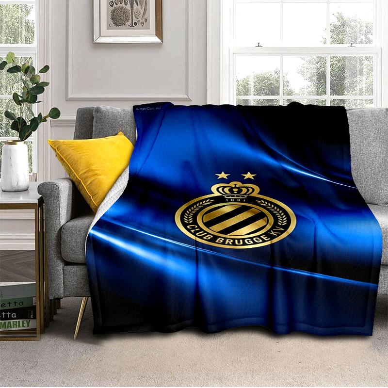 Coperta con Stemma FC Brugge Leggera Ideale per Letto Perfetta per Viaggi, Campeggio, Soggiorni, Uffici, Divani, Regalo di Natale per tifosi
