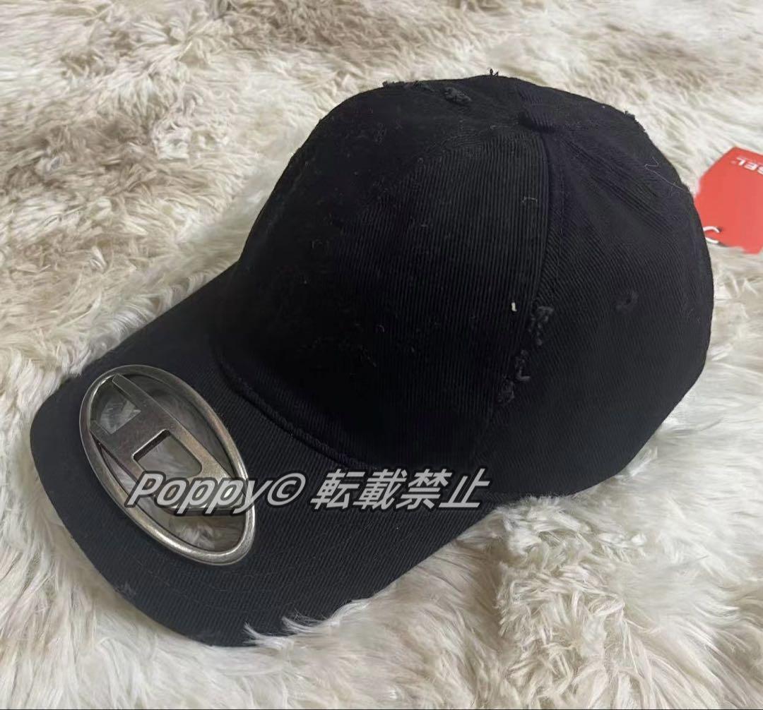 

[USED] DIESEL Metal Logo Cotton Black Cap