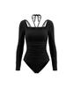 VIKINI VENDER (Bardot X Vikiven) Saint-Tropez Long Sleeve Shirred Monokini - Black