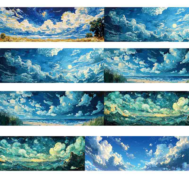 Pet Tape Journal Van Gogh's Starry Sky Sky Collage Decoration DIY Scrapbooking Landscaping Sky