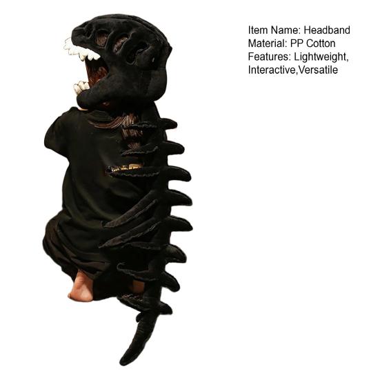 Dinosaur Skeleton Costume Set Realistic Plush Dino Outfit with Spine Detail Headband