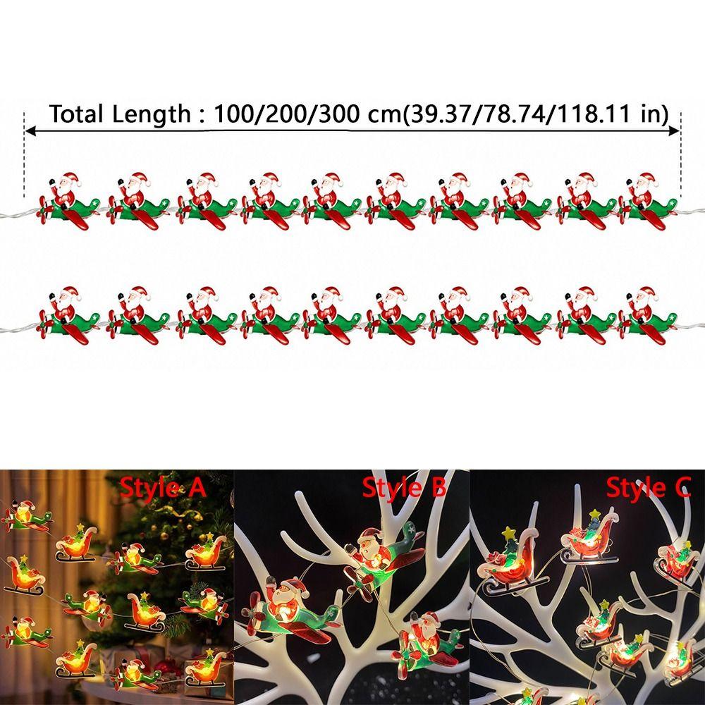 Warm Light Christmas LED String Lights DIY Garland Battery Powered Sleigh Airplane Christmas Lights Plastic Cartoon