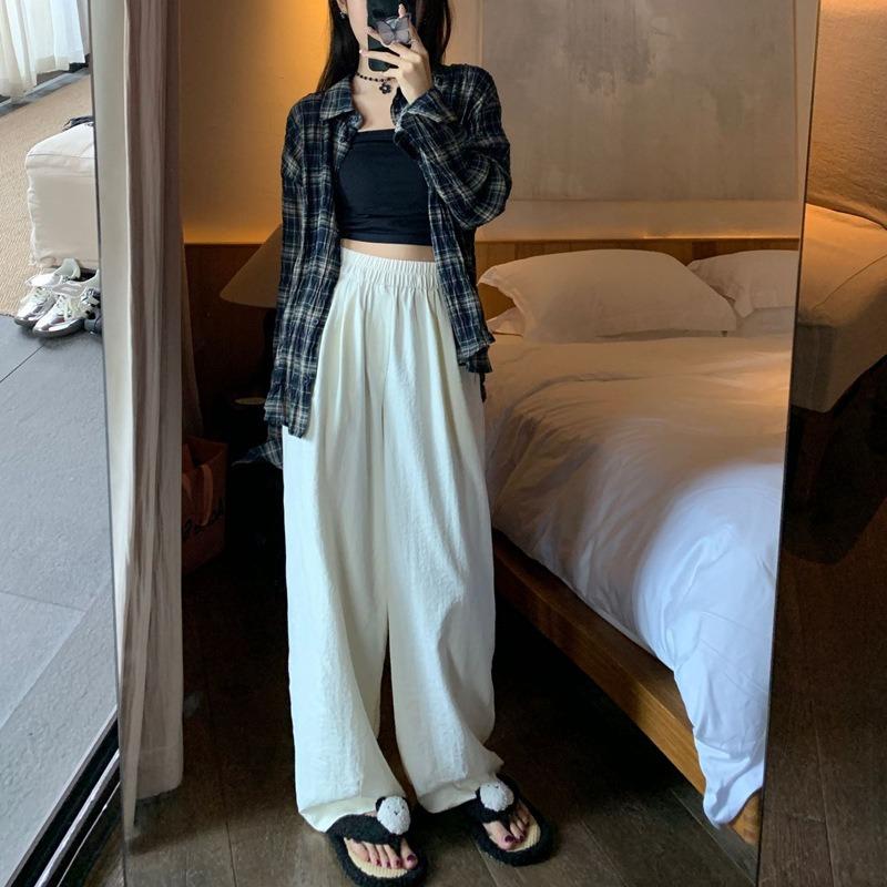 Acetate Velvet Yamamoto Pants Women's Ice Silk Wide-leg Pants Summer Texture Milk Pants Women's Pants Casual and Thin Straight Mopping Pants