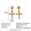 18K Gold-Plated Stainless & Titanium Steel Cross Stud Earrings for Women