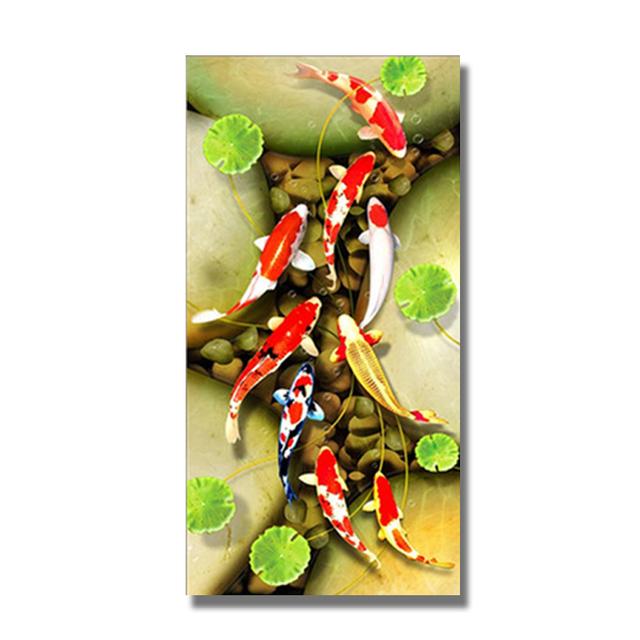 Koi Pesce Feng Shui Carpa Loto Stagno Tela Pittura Moderna Poster e Stampe Immagine di Arte Della Parete per Soggiorno Complementi Arredo Casa Cuadros