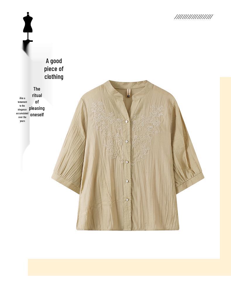 Mutter Sommer Bestickte Sieben-Ärmel Strickjacke Hemd - Neu 2026 Lässiger Pendler Stil