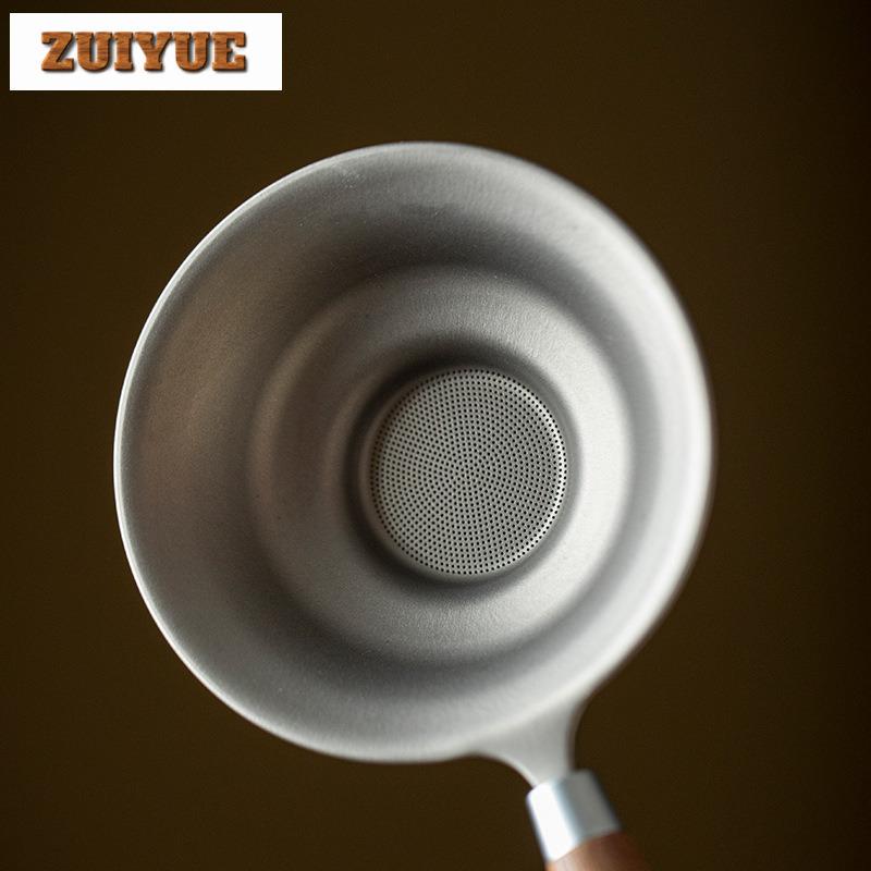 Reintitan Massivholzgriff Tee-Separator Infusor Zen Teesieb Spender Teezubereitung Teefilter Teezubehör Geschenk