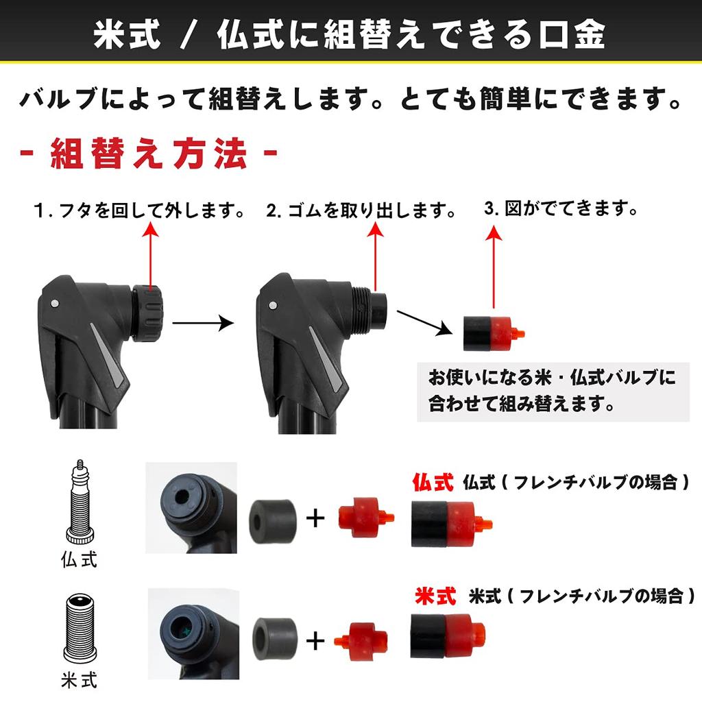 GORIX Portable Bicycle Presta Valve American Valve Mini Bicycle Pump Pump, Compatible, Compatible, (GX-92) (Matte Black)