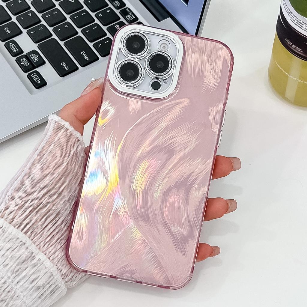 Laser Camlet Feather Phone Case For iphone 16 Plus 15 14 13 Pro Max Hard PC Glitter Camera Protection Shockproof Back Cove