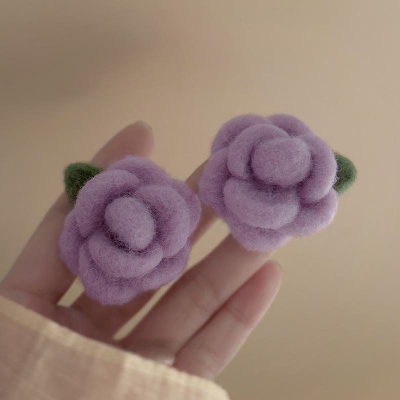 Silver Needle Flocked Flower Stud Earrings - Elegant, Versatile, and High-End for Women