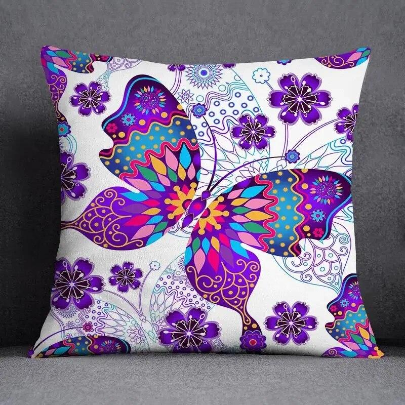 Fronha de almofada quadrada borboleta retrô para decoração de casa e escritório