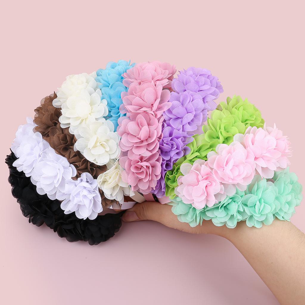 Fashion Chiffon Flower Headbands Plastic Teeth Hairbands Baby Girls Headbands Children Kids Floral Hairband Hair Accessories Set