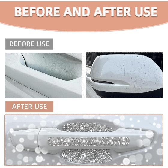 10 Pcs Bling Diamond Car Door Handle Stickers, Bling Car Accessories For Women, Universal Rhinestone Crystal Glitter Door Handle Protector Stickers