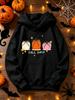 Women'S Fashionable Autumn Winter Hoodie, Fresh Colorful Bow Pumpkin Print Design Casual Comfortable Soft Loose Fit Women'S Sport