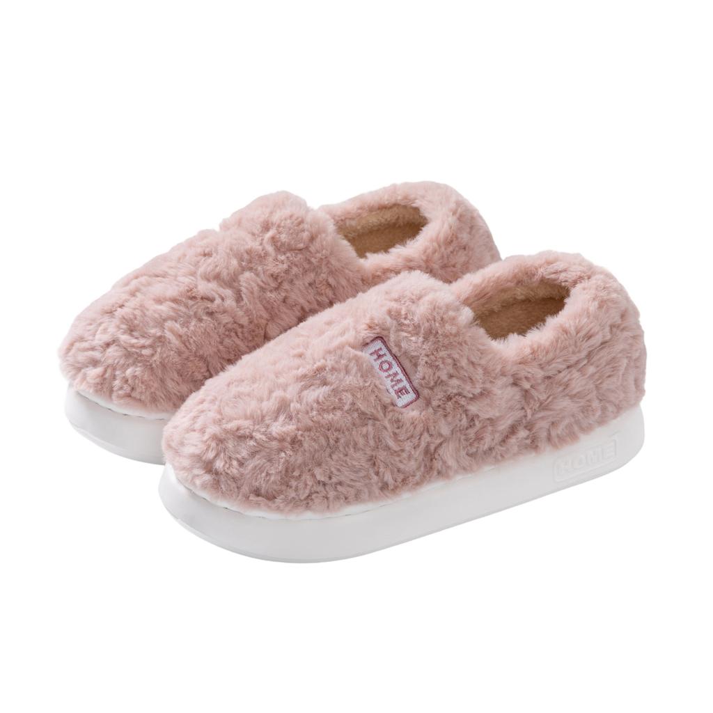 Fleece all-inclusive with cotton slippers, winter indoor home thick soles, non-slip and warm, couples wear plush cotton shoes outside