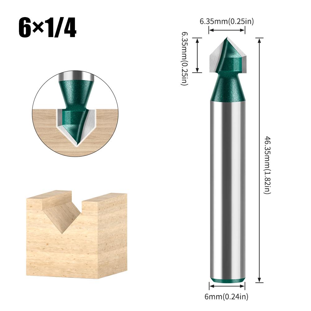 Aluminum-plastic Plate Slotting Cutter Wall Folding Cutter 6mm 1/4" Shank Professional Grade 90 Degree V-Shaped Router Bit