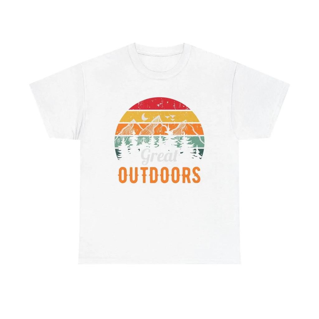 Great Outdoors Hiking Adventure Nature Camping Heavy Cotton T Shirt Vintage Breathable Top For Everyday Wear Versatile