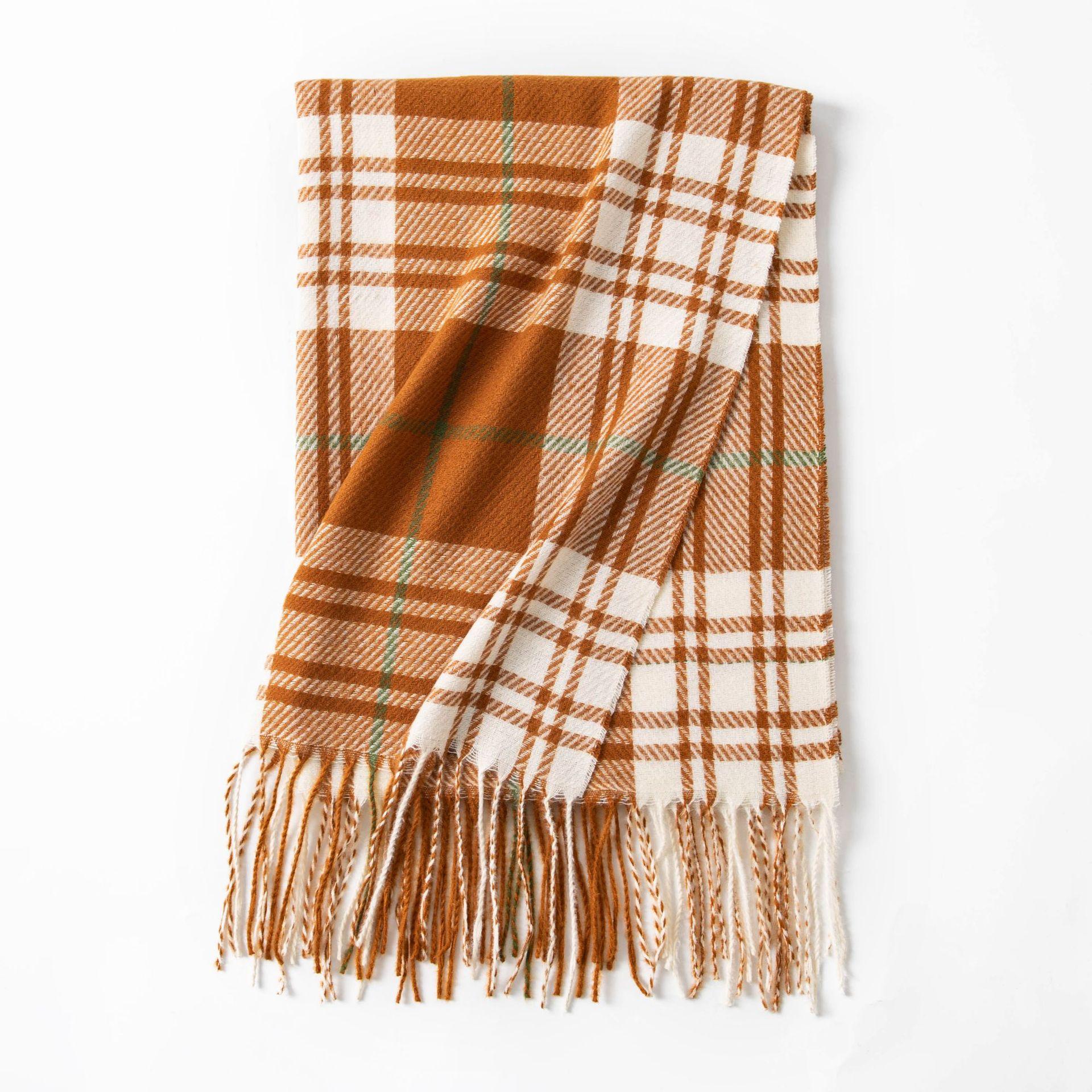 

Имитация кашемирового шарфа осень и зима клетчатый универсальный парный студенческий шарф темпераментный клетчатый длинный шарф с бахромой с ощущением продвинутости 68*200cm