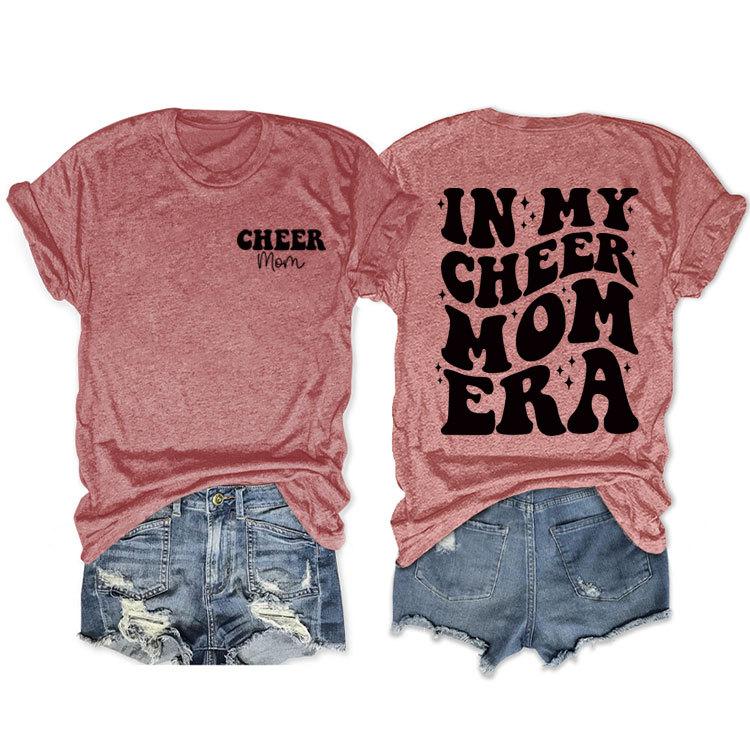 In my cheer mom era cheer mom crew neck casual T-shirt double-sided printing loose short sleeves