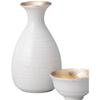 Sake Tokkuri and Ochoko Bottle and 8cm X White Tokkuri Bottle and Set Mino Ware Ale-net Set, (Sake Chock) Set, H14.8cm, Approx. 360cc, Powder-Polished