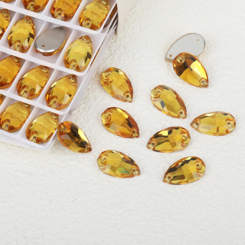 K9 Weichen Glass Boutique Hand-Sewn Drill Flat Bottom Double Hole Water Drop Flat Buckle Ab Special-Shaped Colored Diamond Diy/Double Hole Gem Drill