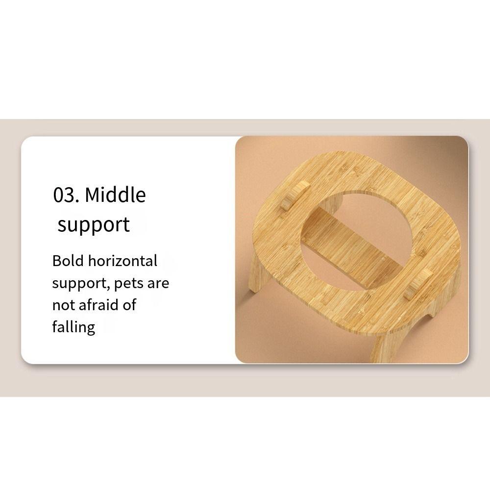 Wooden Stand Holder Elevated Cat Bowls Stainless Steel Bowl Dog Feeder Dish  Small Pets