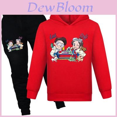 Kids Cotton Cartoon Hoodie And Jogging Pants Set For Winter And Spring Play