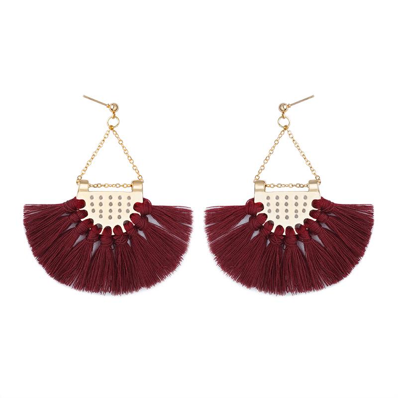 Ethnic Style Fashion Fan-shaped Tassel Earrings Bohemian Earrings Personalized Ear Jewelry ARI