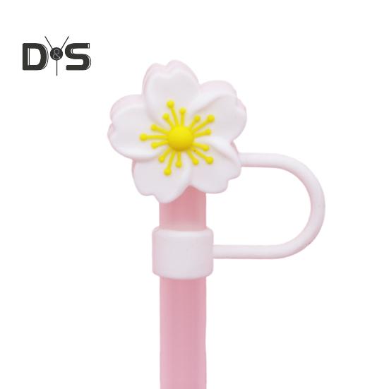 Silicone Flower Straw Cap 10mm Diameter Cute Straw Topper Dust-Proof Drinking Straw Covers Cap Reusable Straw Tips Lids Gift for Party Decor