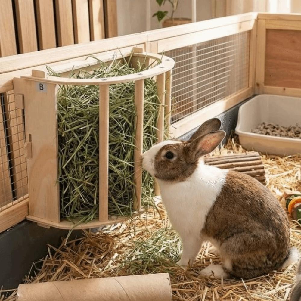 Wooden Hay Feeder Rack Built-in Rabbit Hay Holder Easy Installation Ferret Hay Manger  Hamster