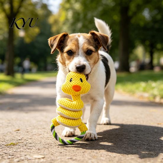 Tough Plush Toys for Pets Crinkle Dog Toy, Tug of War Interactive Toy with Stuffed Animal Chew Rope Loop, Medium Large Dogs Engagement