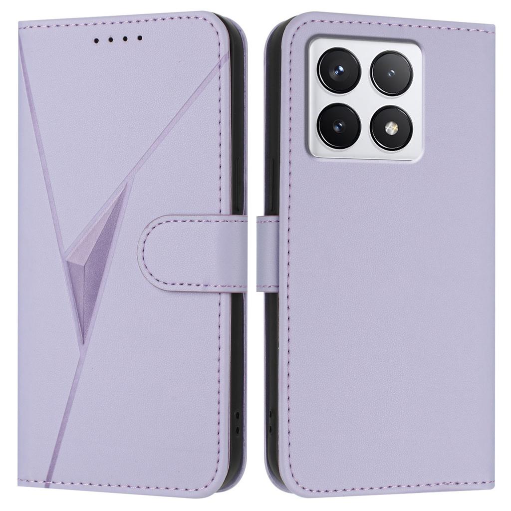 YX0090 For Xiaomi 14T Case Triangle Imprint Leather Phone Cover with Lanyard