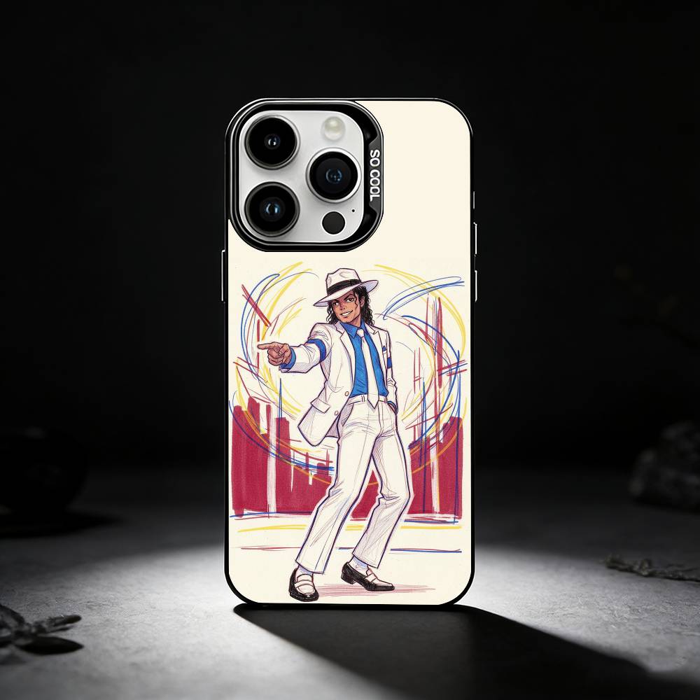 

Милий Мультяшний Чохол для Телефону з Майклом Джексоном (M-Michael J-Jackson) Для iPhone 17,16,15,14,13,12,11 Plus,Pro Max,XS,Кольоровий сріблястий чохол для телефону iPhone16e