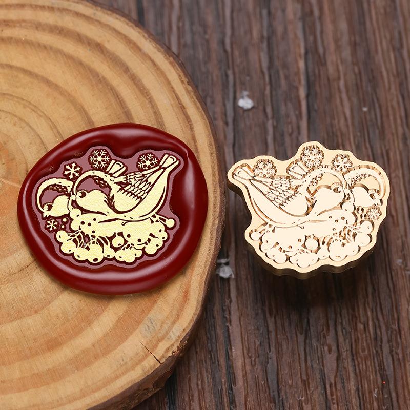 Stamp Christmas Series Relief Lacquer Seal Header Snowflake Deer Brass Carving Hand Diy Copper Head