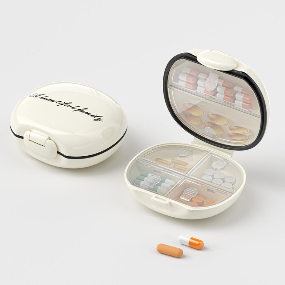 Durable Rotatable Pill Case with Lid Visual Window Pill Storage Box Lanyard Pill Dispenser молочный белый