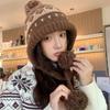 Fair Island Wind Hairball Knitted Hat Children's Winter Atmosphere Thickened Warm and Cold Straps Ear Protection Wool Hat