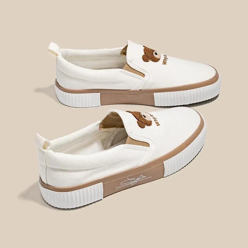Little Bear Women's Vulcanize Shoes Comfortable and Casual Slip-On Flat Shoes Slip-Ons Women Shoes  Zapatillas De Mujer 2024