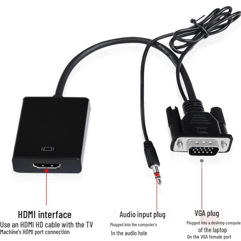 VGA to HDMI Converter Cable with Audio - VGA Male to HDMI Female for PC to TV Connection