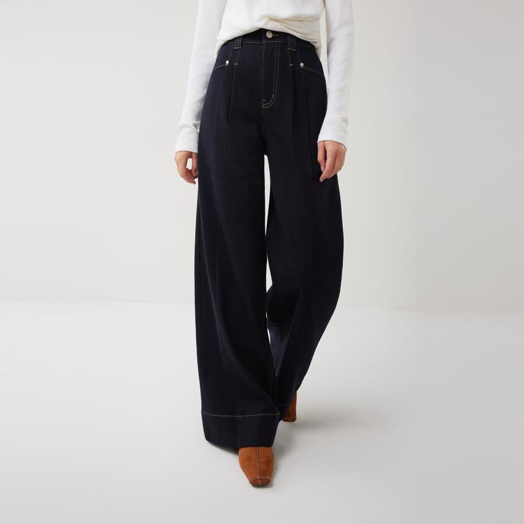 ELLE French Vintage Washed Loose Versatile Slimming Wide Leg Straight Leg Jeans Comfortable Casual Pants Women Bottoms L8WQW608