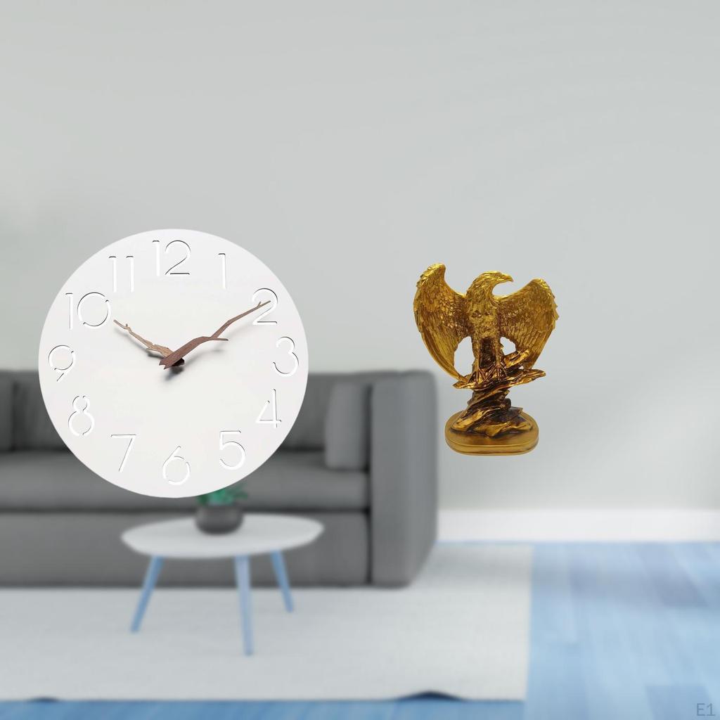 Silent Wall Clock Art for Home Kitchen Office Study Room with Statue Sculpture Desktop Ornament