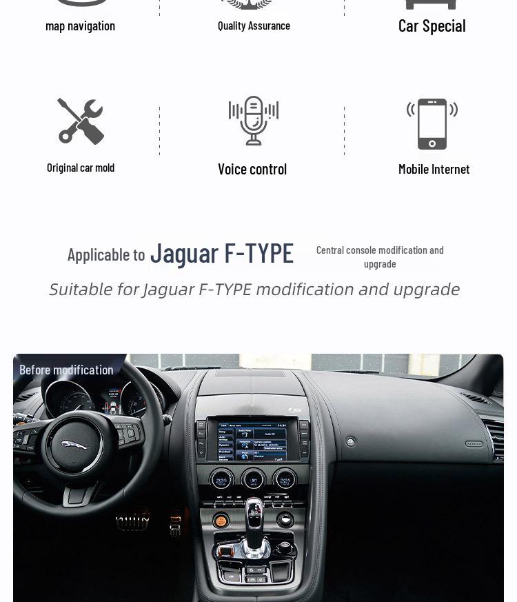 Jaguar F-TYPE Old Model Central Control Navigation System - New Android Smart Screen Modification