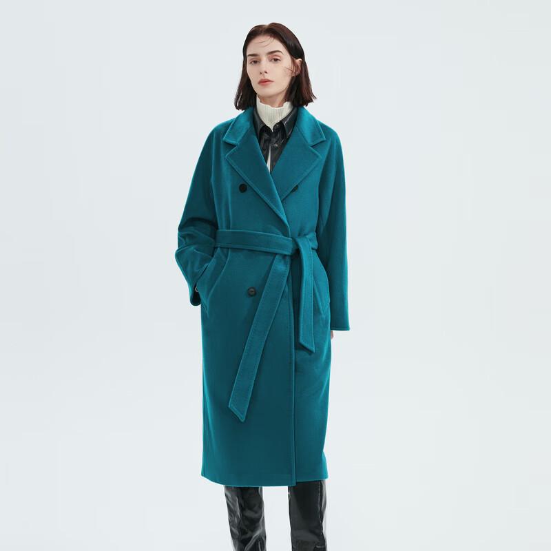 LANCY Women's Pure Wool French Style Midi Coat