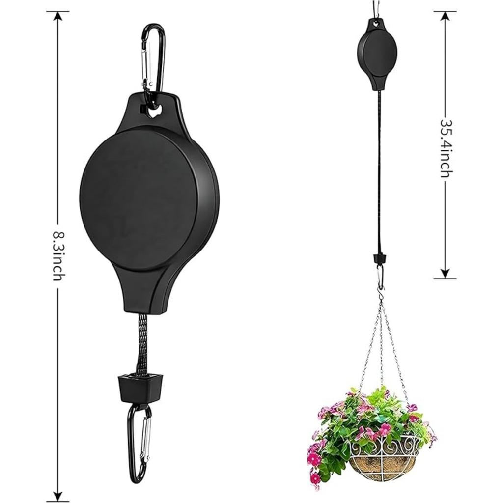 3 PCS Plant Pulley Hanger with Metal Ceiling Plant Hooks Retractable Plant Hook Pulley Adjustable Plant Hanging Pulleys for Garden Baskets Bird Feeder