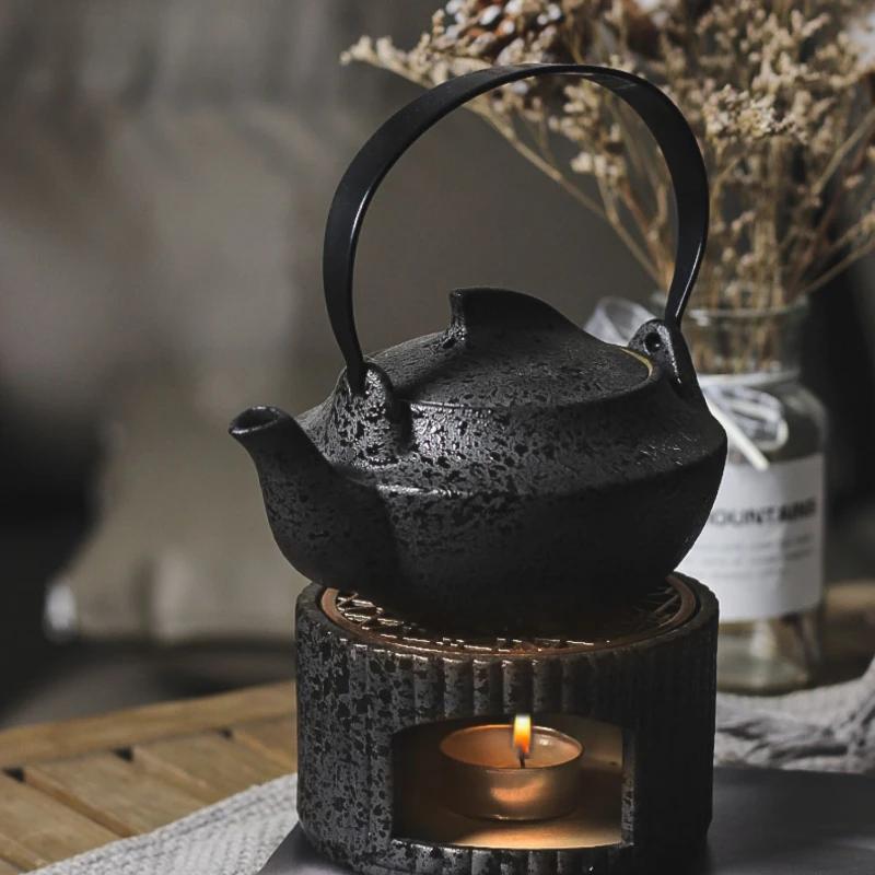 Tea Set Heater Ceramic Home Retro Teapot Candle Stove Base Incense Burner Tea Set Kitchen Restaurant Bar Home Decor