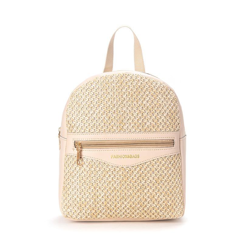 Fashion Summer Backpack Pastoral Grass Woven Schoolbag Personalized Contrasting Color Girls Backpack
