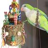 Wicker Foraging Basket Bird Toy Rattan Small Bird Hanging Swing Foraging Toy for Cockatiels Budgie Parroket