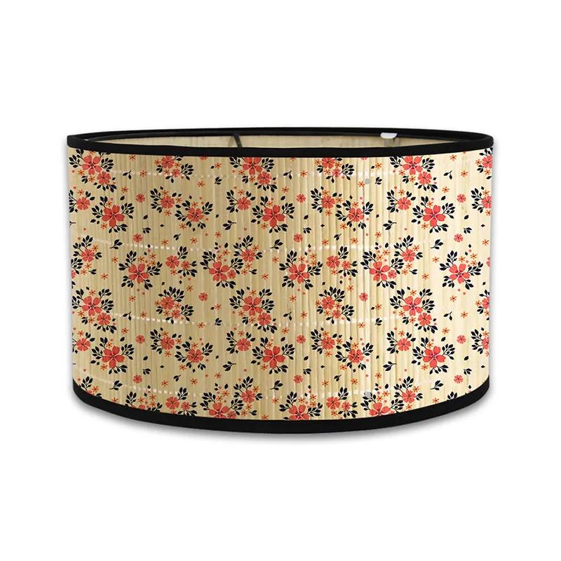 Japanischer Retro-Stil Bambus Lampenschirm Moderner Schlichter Blumenmuster Lampenschirm Ferienhaus Kronleuchter Lichtabdeckung Wandlampenschirm