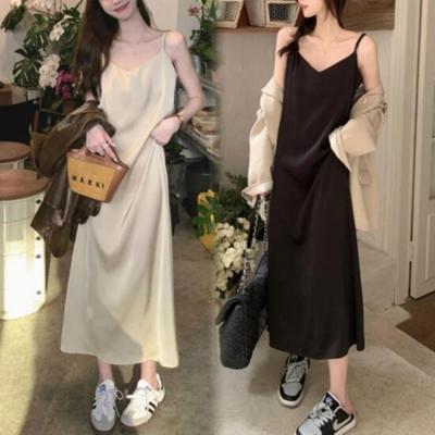 New ArrivalS Open Run Women S Summer Beige And Black Strappy Long dreSS
