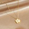 18K Gold Plated White Shell Clover Pendant Necklace, Dainty CZ Flower Charm Necklace for Women, Elegant Jewelry
